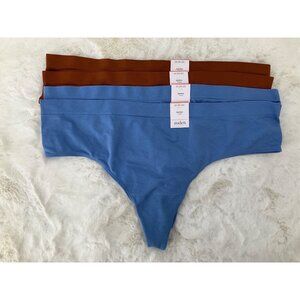 Auden Seamless Thong Womens Plus size 2X 20-22 4 pairs ~ 2 Blue, 2 Rust New with